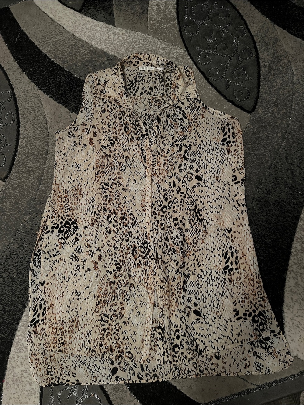 Spense Beige and Black Sleeveless Animal Print Tunic